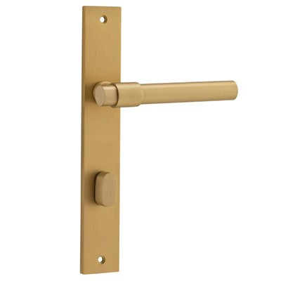 Iver Door Lever Helsinki Rectangular Privacy Pair Brushed Brass CTC85mm L137xP58mm BPH240xW38mm