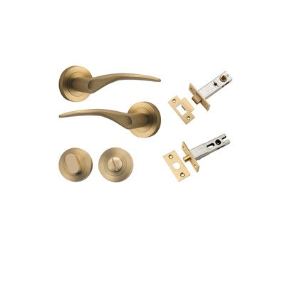 Iver Door Lever Oxford Rose Round Brushed Brass Privacy Kit