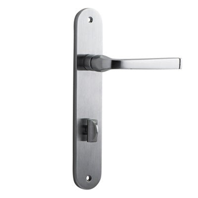 Iver Door Lever Annecy Oval Privacy Pair Brushed Chrome CTC85mm L117xP63mm BPH240xW40mm