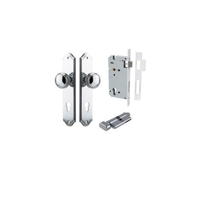 Iver Door Knob Paddington Shouldered Polished Chrome Key / Thumb Entrance Kit