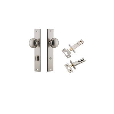 Iver Door Knob Paddington Rectangular Satin Nickel Privacy Kit