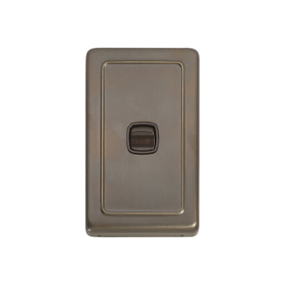 Tradco Switch Flat Plate Rocker 1 Gang Brown Antique Brass H115xW72mm