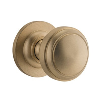 Iver Door Knob Paddington Rose Round Concealed Fix Pair Brushed Brass D55xP68mm BPD58mm