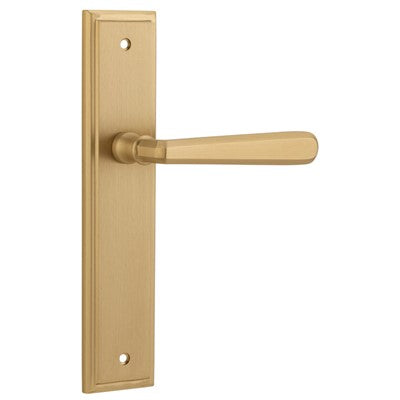 Iver Door Lever Copenhagen Stepped Latch Pair Brushed Brass L120xP60mm BPH237xW50mm