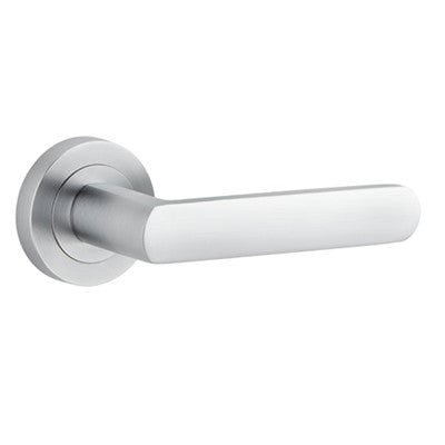 Iver Door Lever Osaka Rose Round Concealed Fix Pair Brushed Chrome L120xP55mm BPD52mm