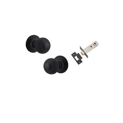 Iver Door Knob Guildford Rose Round Matt Black Passage Kit