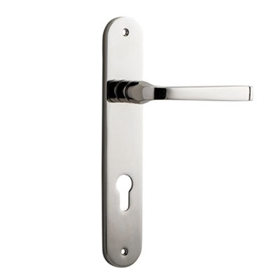 Iver Door Lever Annecy Oval Euro Pair Polished Nickel CTC85mm L117xP63mm BPH240xW40mm