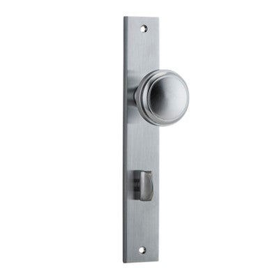 Iver Door Knob Paddington Rectangular Privacy Pair Brushed Chrome CTC85mm D55xP61mm BPH240xW38mm