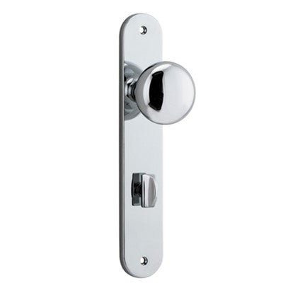 Iver Door Knob Cambridge Oval Privacy Pair Polished Chrome CTC85mm D55xP60mm BPH240xW40mm