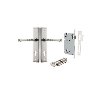 Iver Door Lever Verona Stepped Polished Nickel Key / Thumb Entrance Kit