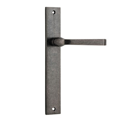 Iver Door Lever Annecy Rectangular Latch Pair Distressed Nickel L117xP63mm BPH240xW38mm