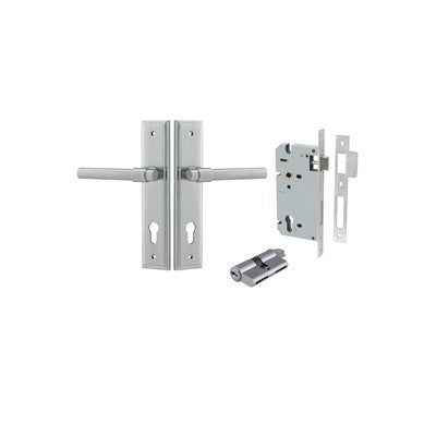 Iver Door Lever Helsinki Stepped Brushed Chrome Key / Key Entrance Kit