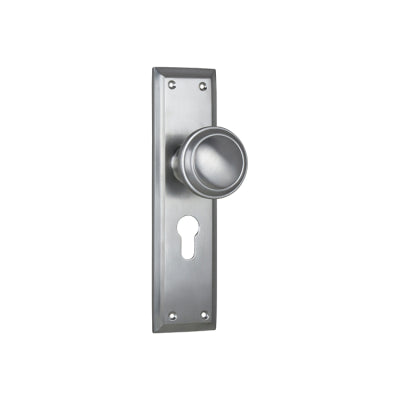Tradco Door Knob Milton Euro Pair Satin Chrome H200xW50xP73mm