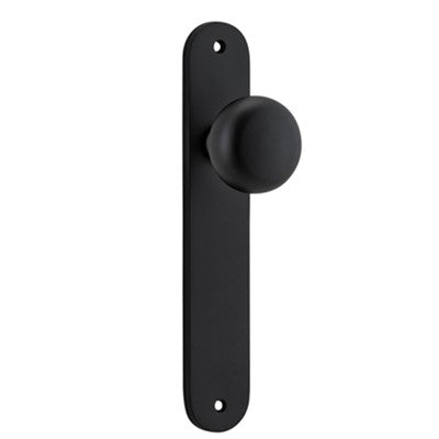 Iver Door Knob Cambridge Oval Latch Pair Matt Black D55xP60mm BPH240xW40mm