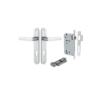 Iver Door Lever Osaka Oval Brushed Chrome Key / Thumb Entrance Kit