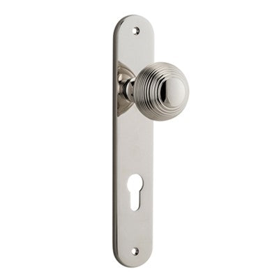 Iver Door Knob Guildford Oval Euro Pair Polished Nickel CTC85mm D52xP72mm BPH240xW40mm