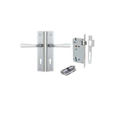 Iver Door Lever Copenhagen Stepped Brushed Chrome Key / Key Entrance Kit