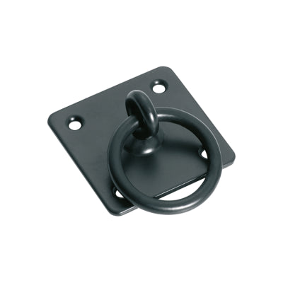 Tradco Cabinet Pull Iron Square Ring Pull Matt Black Backplate L50xW50mm