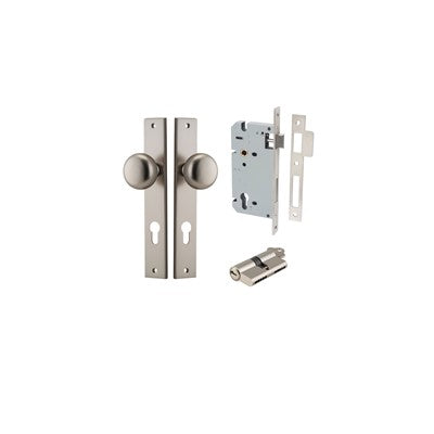 Iver Door Knob Cambridge Rectangular Satin Nickel Key / Key Entrance Kit