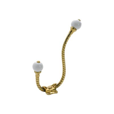 Tradco Hat & Coat Hook Porcelain Tip Rope Polished Brass H160xP120mm