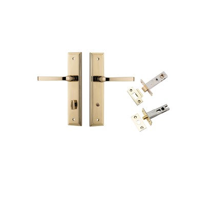 Iver Door Lever Annecy Stepped Polished Brass Privacy Kit