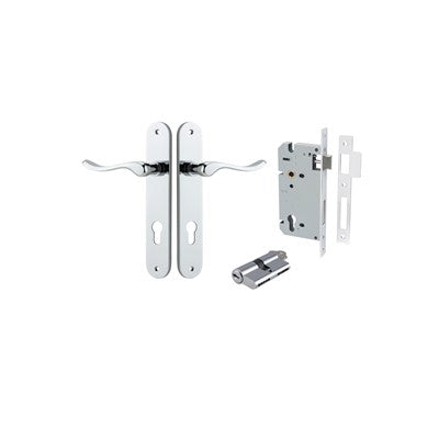 Iver Door Lever Stirling Oval Polished Chrome Key / Key Entrance Kit