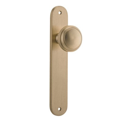 Iver Door Knob Paddington Oval Latch Pair Brushed Brass D55xP61mm BPH240xW40mm