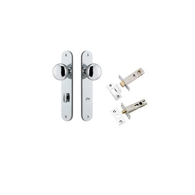 Iver Door Knob Cambridge Oval Polished Chrome Privacy Kit