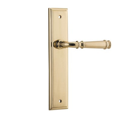 Iver Door Lever Verona Stepped Latch Pair Polished Brass L122xP59mm BPH237xW50mm