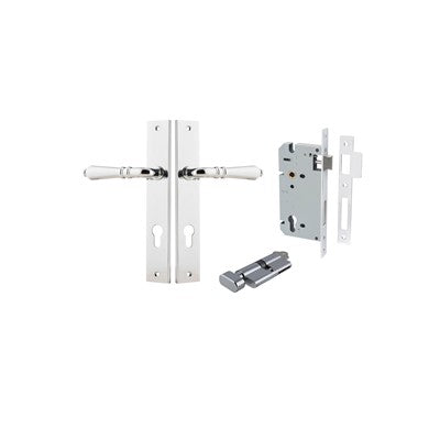 Iver Door Lever Sarlat Rectangular Polished Chrome Key / Thumb Entrance Kit