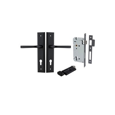 Iver Door Lever Annecy Stepped Matt Black Key / Thumb Entrance Kit