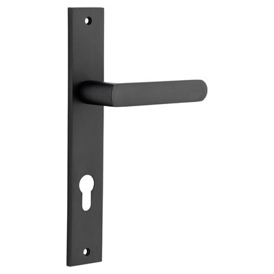 Iver Door Lever Osaka Rectangular Euro Pair Matt Black CTC85mm L120xP52mm BPH240xW38mm