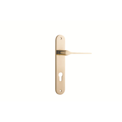 Iver Door Lever Como Oval Euro Pair Polished Brass CTC85mm L119xP59mm BPH240xW40mm