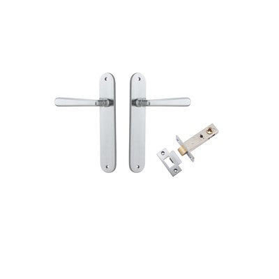 Iver Door Lever Copenhagen Oval Brushed Chrome Passage Kit