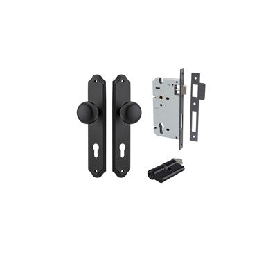 Iver Door Knob Cambridge Shouldered Matt Black Key / Key Entrance Kit