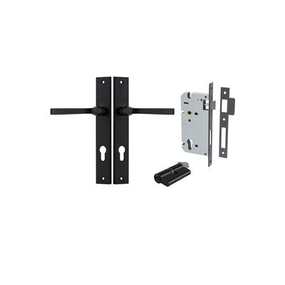 Iver Door Lever Annecy Rectangular Matt Black Key / Key Entrance Kit