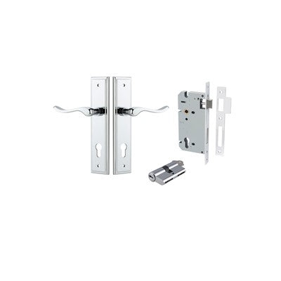 Iver Door Lever Stirling Stepped Polished Chrome Key / Key Entrance Kit