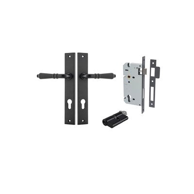 Iver Door Lever Sarlat Rectangular Matt Black Key / Key Entrance Kit