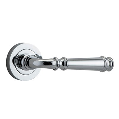 Iver Door Lever Verona Rose Round Concealed Fix Pair Polished Chrome L122 xP59mm BPD52mm