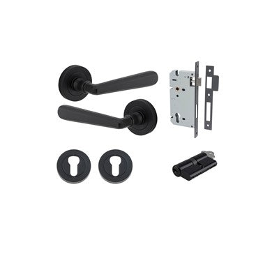 Iver Door Lever Copenhagen Rose Round Matt Black Key / Key Entrance Kit