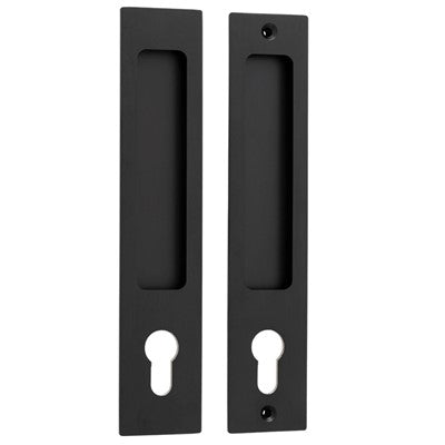 Iver Sliding Door Pull Rectangular Euro Pair Matt Black H225xW45xP2.5mm