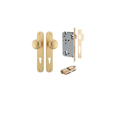 Iver Door Knob Cambridge Oval Brushed Brass Key / Key Entrance Kit