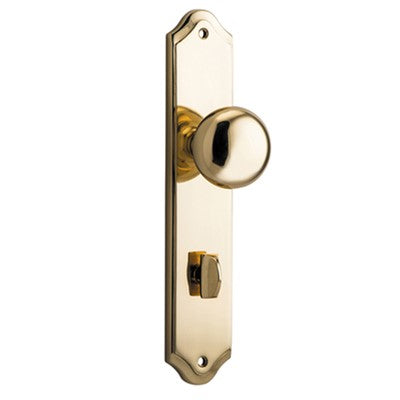 Iver Door Knob Cambridge Shouldered Privacy Pair Polished Brass CTC85mm D55xP62mm BPH250xW48mm