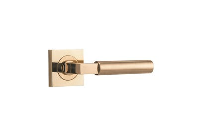 Iver Door Lever Berlin Rose Square Concealed Fix Pair Polished Brass L120xP60mm BPH52xW52mm