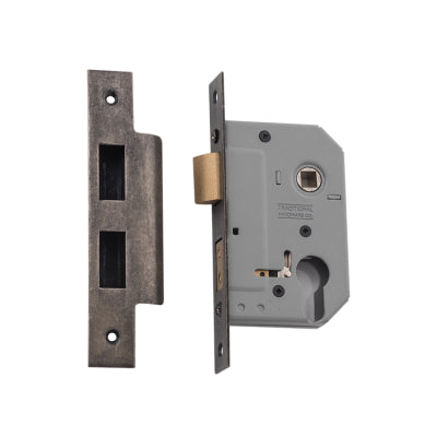 Tradco Mortice Lock Euro Rumbled Nickel CTC47.5mm Backset 46mm