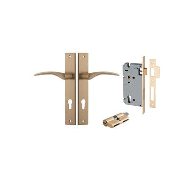 Iver Door Lever Oxford Rectangular Brushed Brass Key / Key Entrance Kit