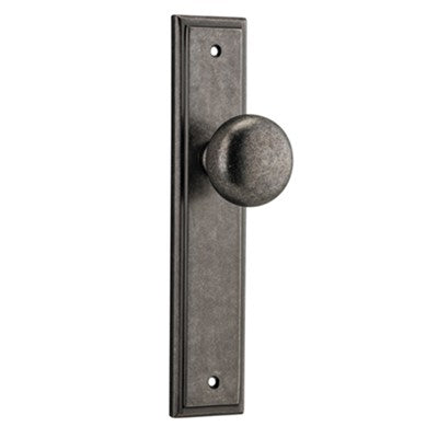 Iver Door Knob Cambridge Stepped Latch Pair Distressed Nickel D55xP63mm BPH237xW50mm