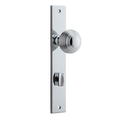 Iver Door Knob Guildford Rectangular Privacy Pair Polished Chrome CTC85mm D52xP72mm BPH240xW38mm