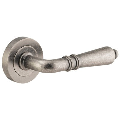 Iver Door Lever Sarlat Rose Round Concealed Fix Pair Distressed Nickel L111xP56mm BPD52mm