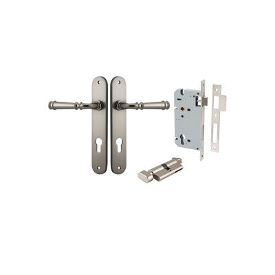 Iver Door Lever Verona Oval Satin Nickel Key / Thumb Entrance Kit